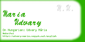 maria udvary business card